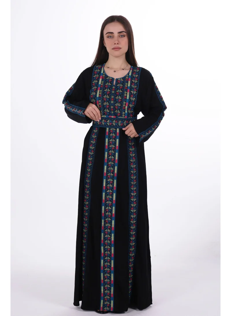 AL BENT AL SHARQIEH Black With Blue Embroidered women embroidered jalabiya dress for Women | Best Price UAE